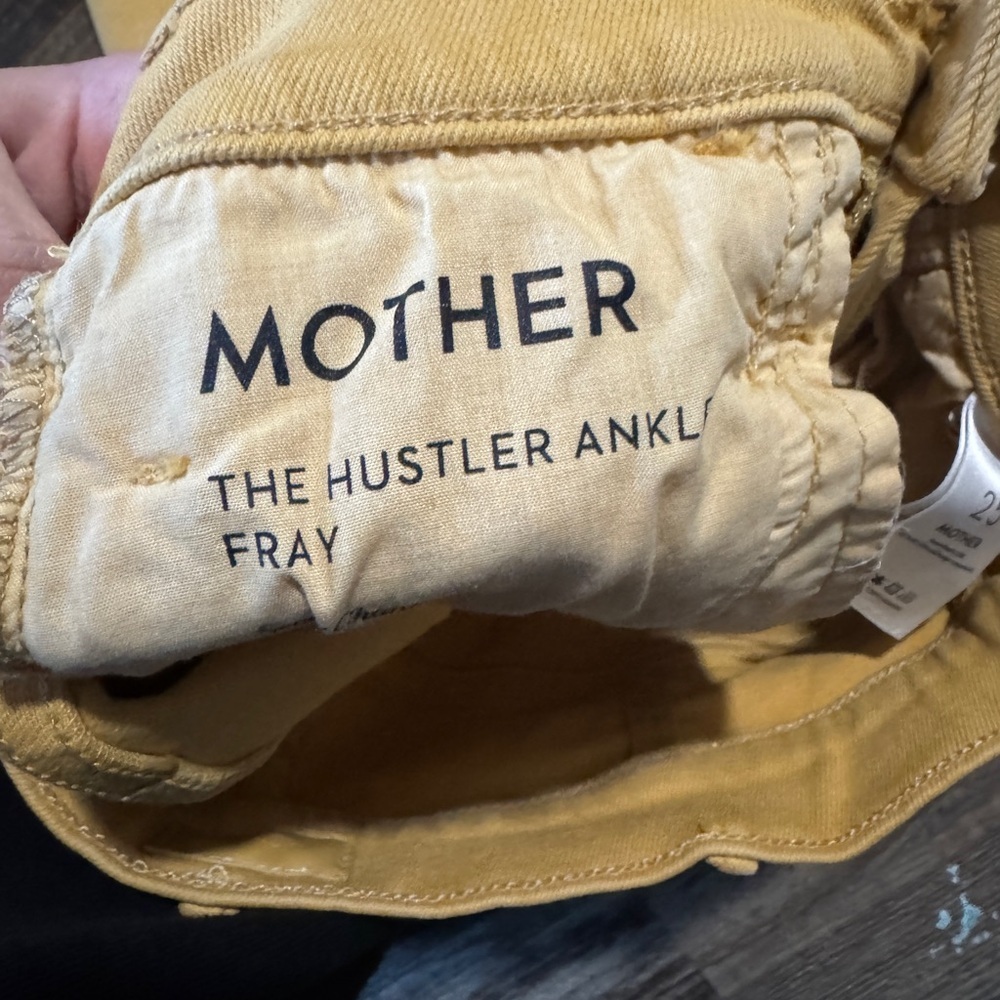 MOTHER The Hustler Ankle Fray Mustard Yellow High Rise Flare Jeans 25 - Picture 4 of 7